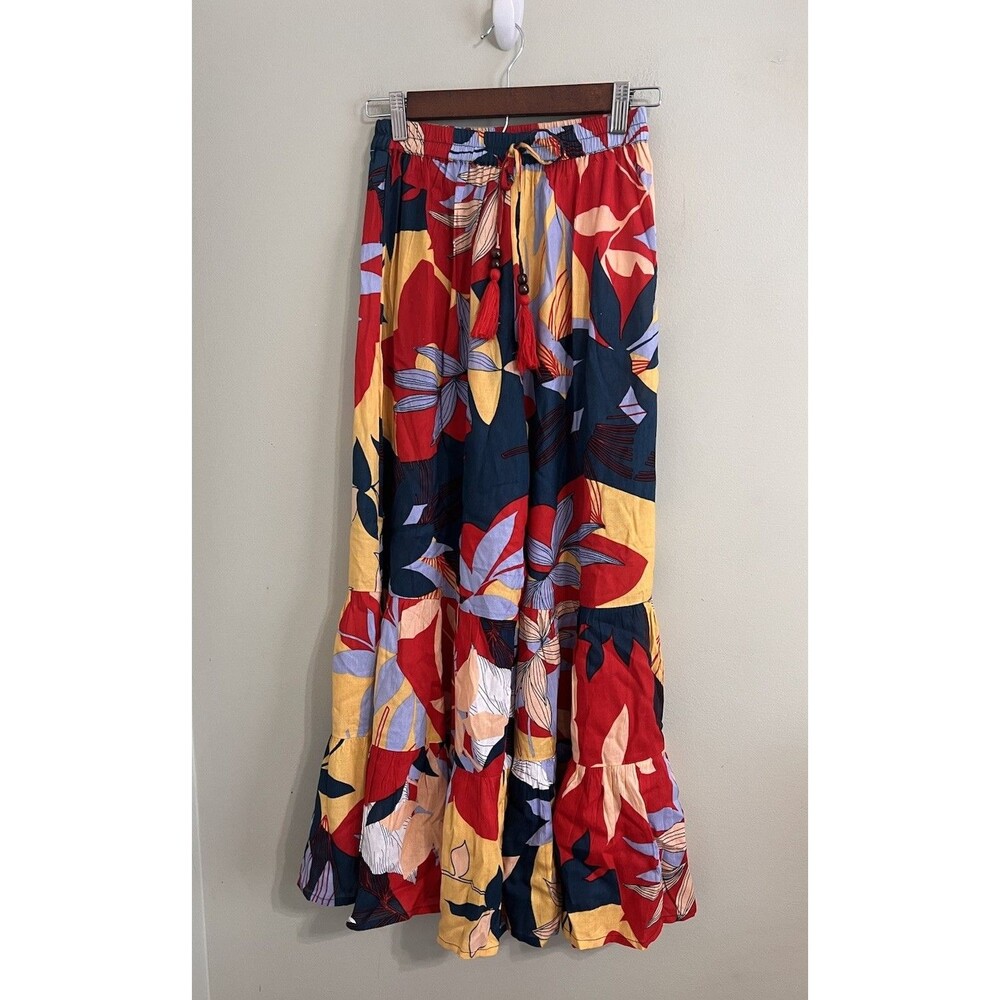 NWOT True Destinations Resort Wear Flare Pants Beach Coverup sz S Boho Floral